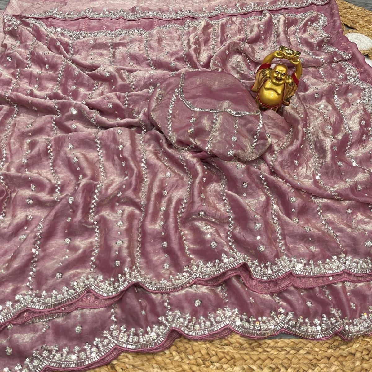 Space silk viral beads sarees