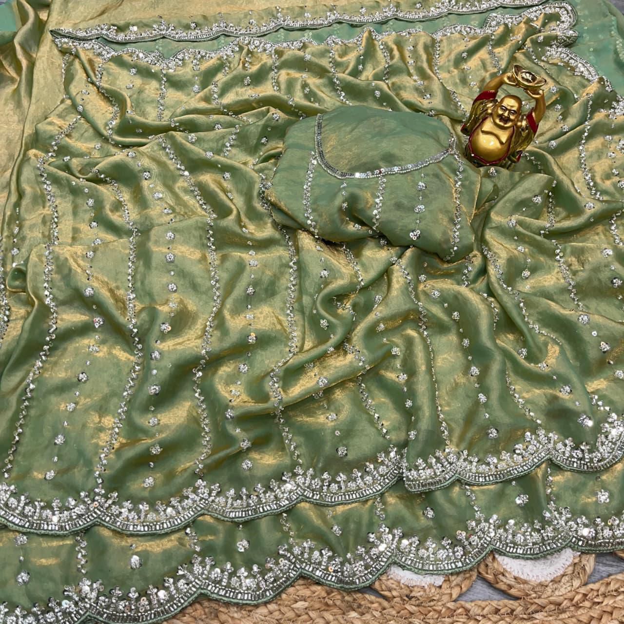 Space silk viral beads sarees