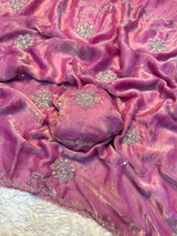 Space silk saree with handwork