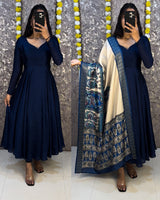 Anarkali dress with kalamkari dupatta