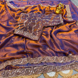 Space silk handwork saree with stitched blouse
