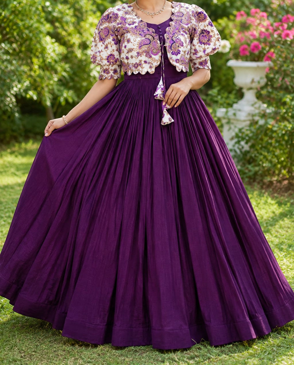 Beautiful Gown With Floral Coat