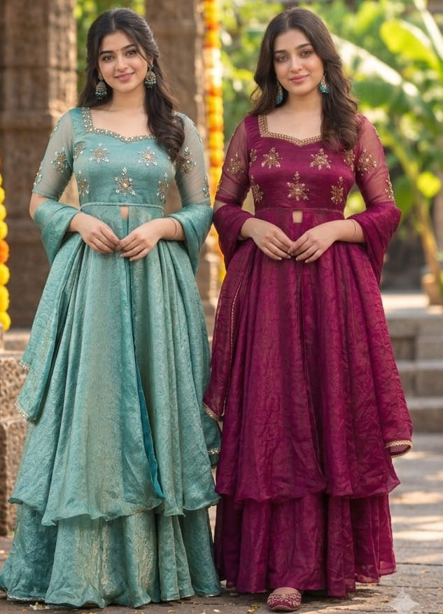 Premium Space silk Maggam Work Lehenga Choli