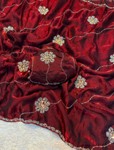 Space silk saree with handwork