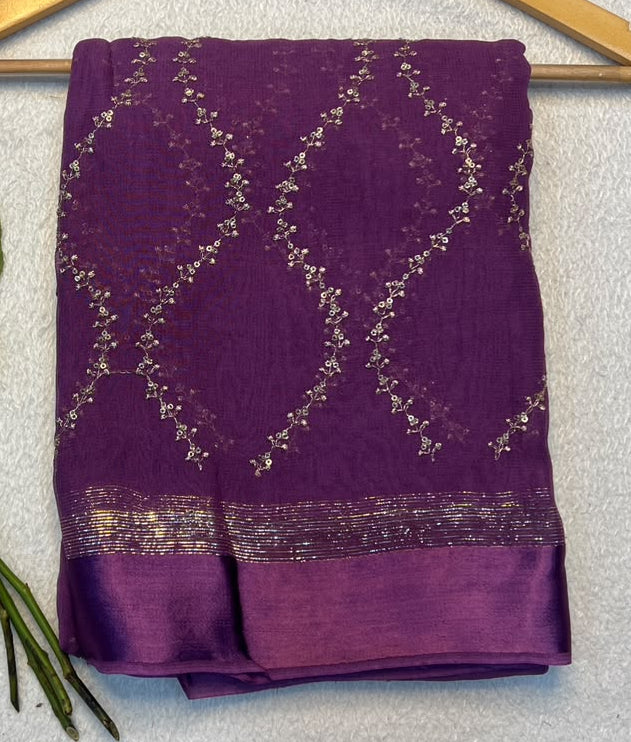 Viscose Georgette Sattin border