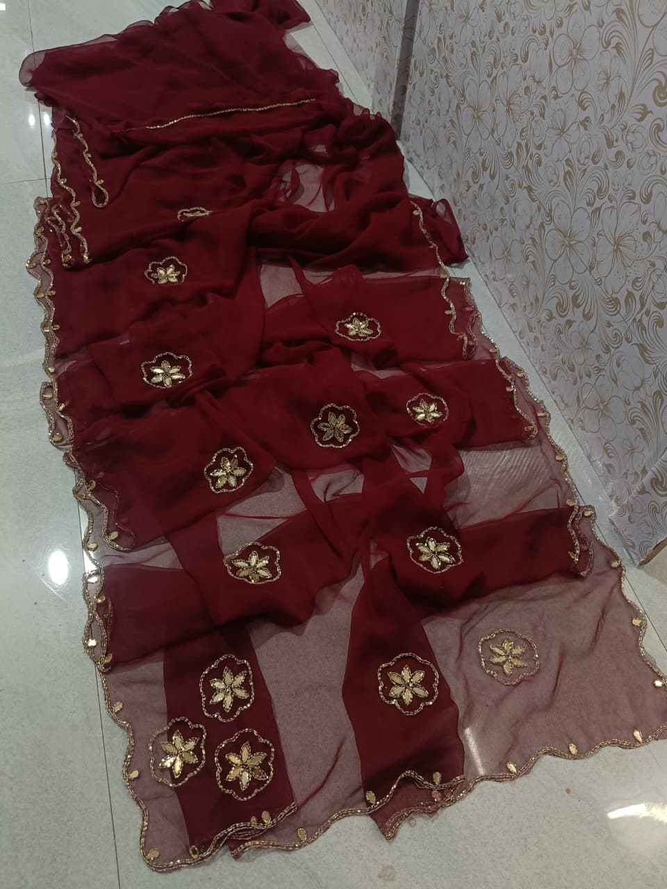Georgette handwork sarees