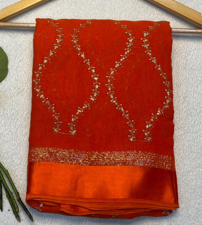 Viscose Georgette Sattin border