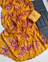 Chinnon handwork sarees