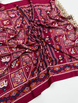 Ajrak satin crepe silk sarees