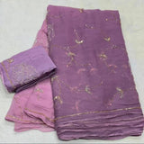 Chiffon Dual colour Handwork sarees