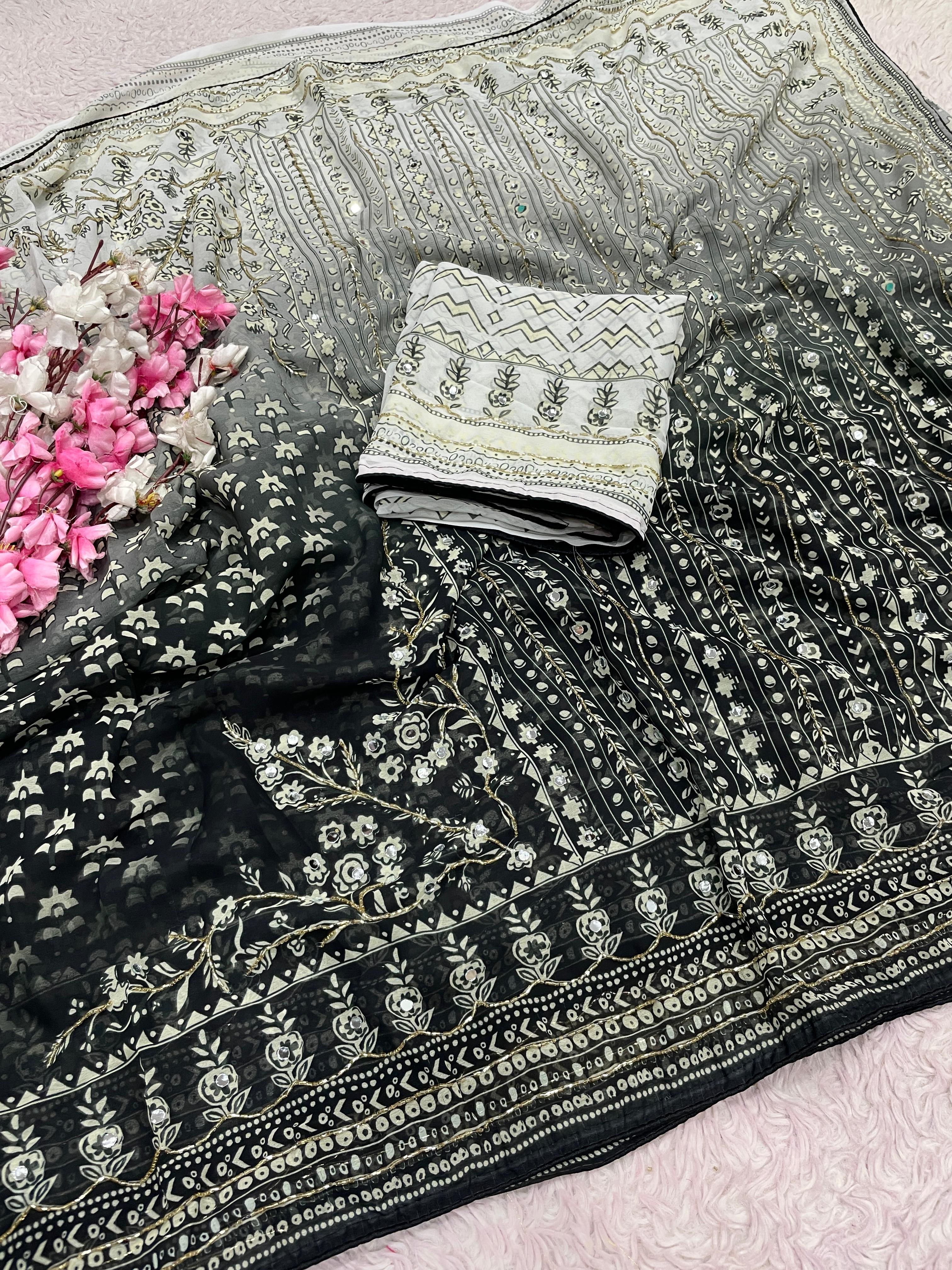 Dual shade karina kapoor inspired Georgette sarees