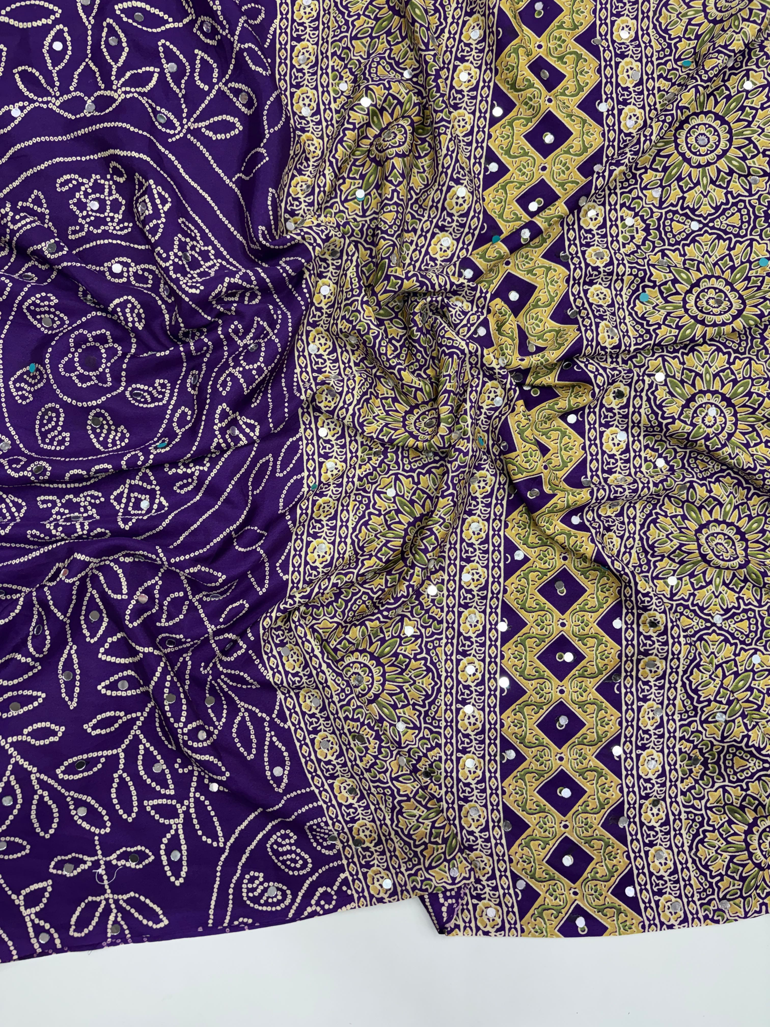 Ajrak mirror work sarees