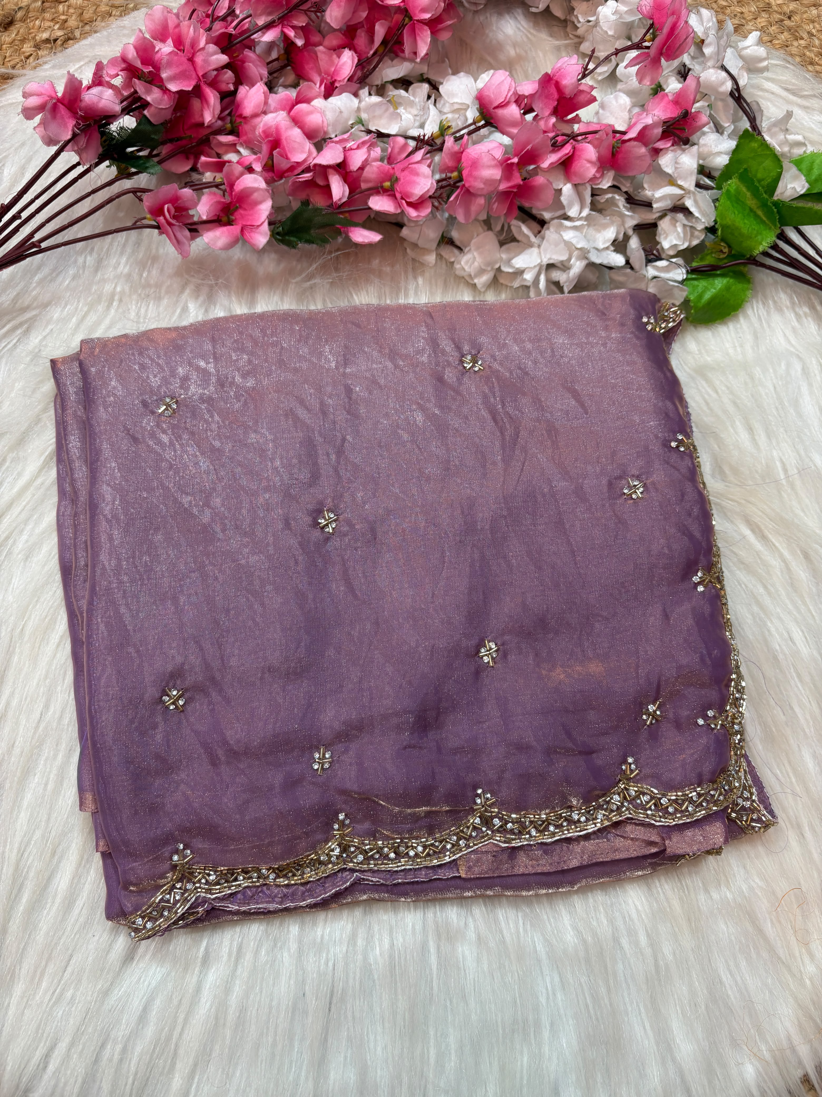 Single line Premium Space silk handwork sarees