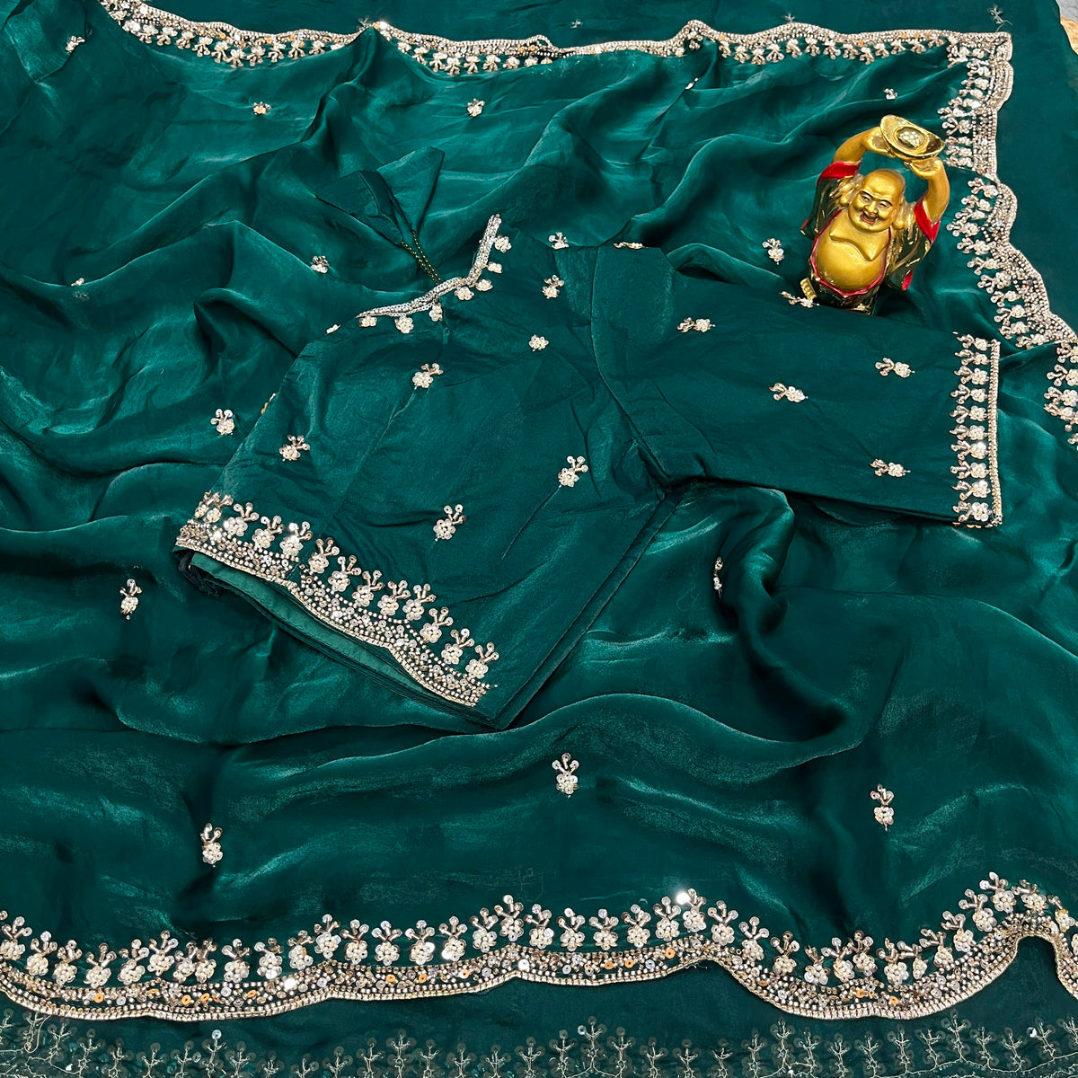 Space silk saree with stitched blouse