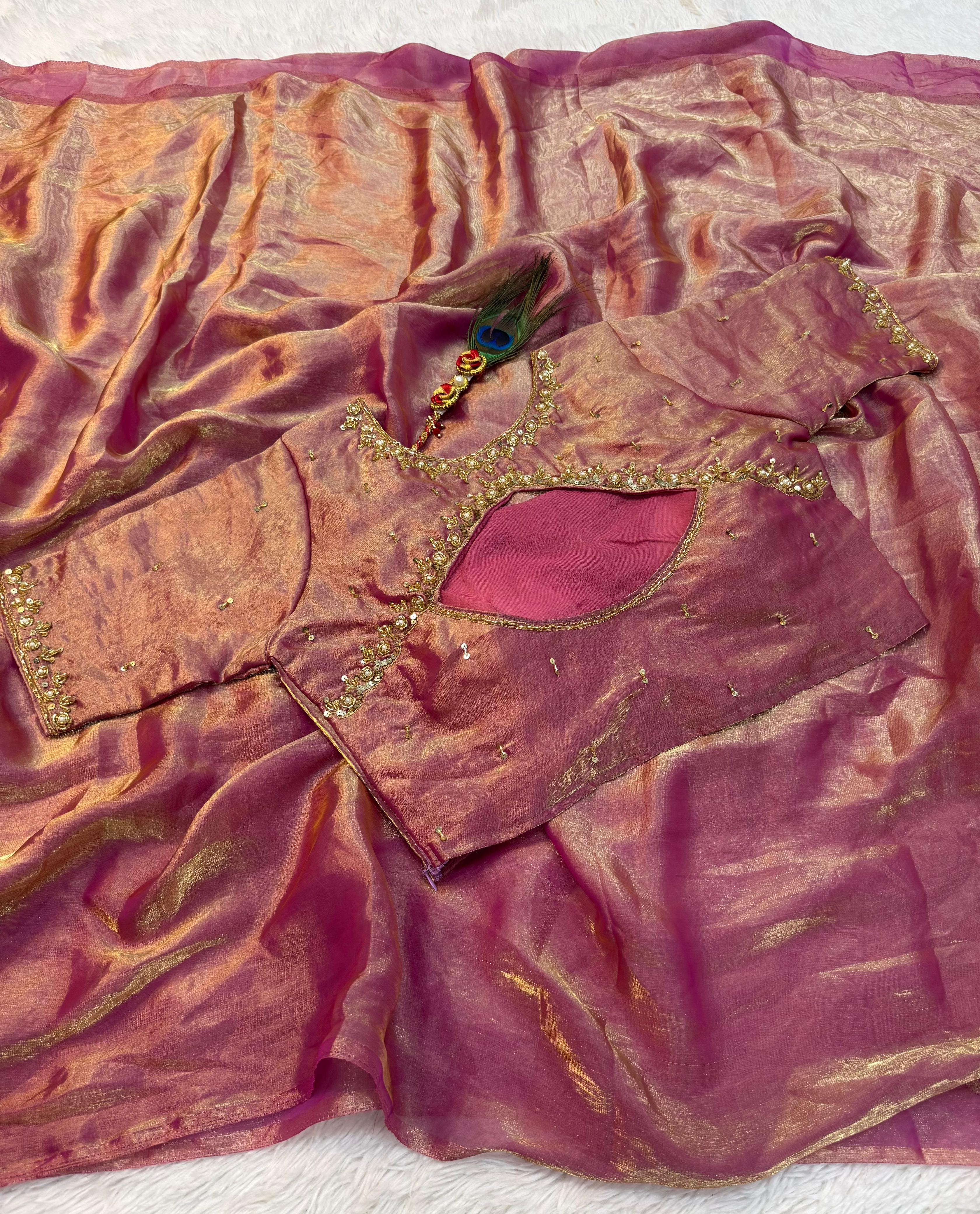 Premium Space Silk Plain Saree
