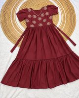 Vichitra silk gown with embroidery work
