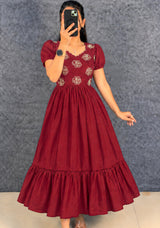 Vichitra silk gown with embroidery work