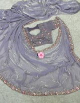 Space Silk Hand Work & Sequins Saree with Cut-Work