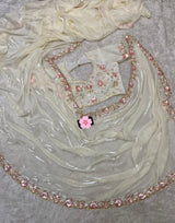 Space Silk Hand Work & Sequins Saree with Cut-Work