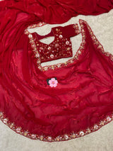 Space Silk Hand Work & Sequins Saree with Cut-Work