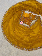 Space Silk Hand Work & Sequins Saree with Cut-Work