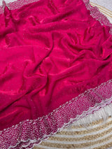 Space Silk Handwork Saree with Siroski Work