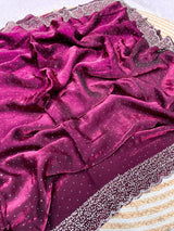 Space Silk Handwork Saree with Siroski Work