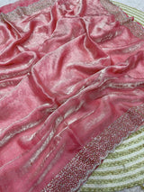 Space Silk Handwork Saree with Siroski Work