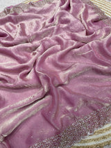 Space Silk Handwork Saree with Siroski Work