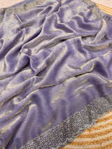 Space Silk Handwork Saree - Grey Lavender