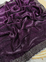 Space Silk Handwork Saree - Deep Purple