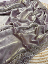 Space Silk Handwork Saree with Siroski Work