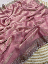 Space Silk Handwork Saree with Siroski Work