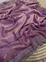 Space Silk Handwork Saree with Siroski Work