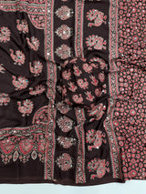 Ajrakh Mirror Saree with Mirror Patta