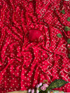 Ajrakh Bandini Crepe Silk Saree - Red