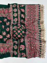 Ajrakh Mirror Saree with Mirror Patta