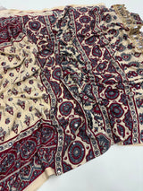 Ajrakh Mirror Saree with Real Mirror Work
