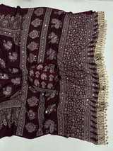 Ajrakh Mirror Saree with Mirror Patta