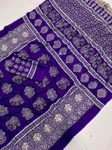 Ajrakh Mirror Saree with Elephant Theme Blouse