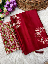 Ajrakh Mirror Work Saree