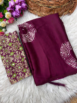 Ajrakh Mirror Work Saree