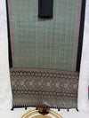 Ajrakh Mirror Work Saree with Real Mirror Work - Sage Green