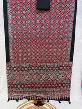 Ajrakh Mirror Work Saree with Real Mirror Work