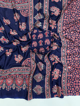 Ajrakh Mirror Saree with Mirror Patta