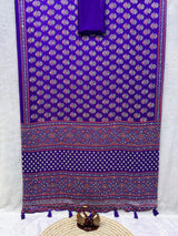 Ajrakh Mirror Work Saree with Real Mirror Work