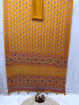 Ajrakh Mirror Work Saree with Real Mirror Work