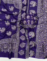 Ajrakh Mirror Saree with Mirror Patta