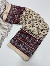 Ajrakh Mirror Saree with Real Mirror Work