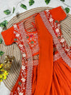 1 Minute Half Saree with Coat - Orange
